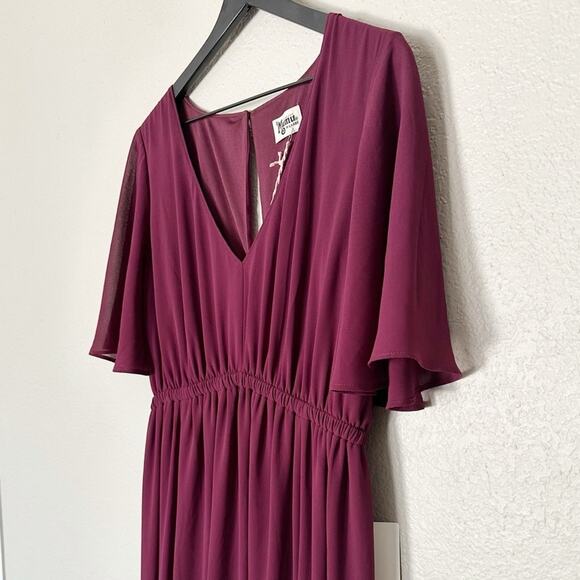 Show Me Your MuMu‎ Emily Empire Maxi Dress Merlot Chiffon Bridesmaid Size XL NEW - Picture 5 of 9